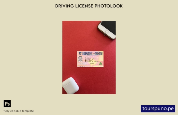 listo para imprimir plantilla frontal de aspecto fotográfico del permiso de c 32